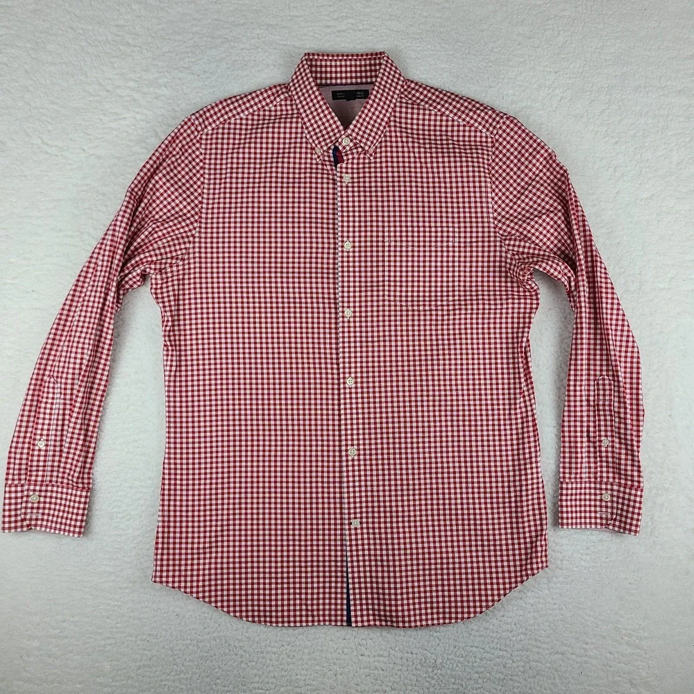 Banana Republic Dress Shirt Men XL Dark Red Non Iron Tailored Slim Fit Button Up